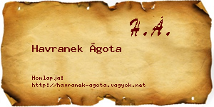 Havranek Ágota névjegykártya